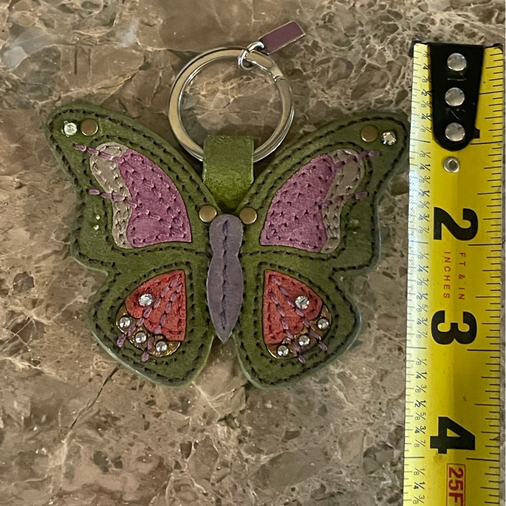 COACH HTF Large Green Leather Butterfly Keychain Bag Charm WITH Dustbag - Picture 6 of 17